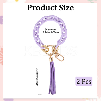 2Pcs Acrylic & Zine Alloy & PU Pendant Decoration KEYC-CL0001-44C-1