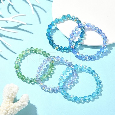 Sparkling Glass Round Beaded Stretch Bracelets for Women BJEW-JB09424-1