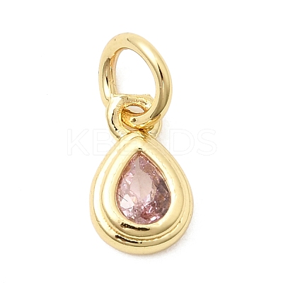 Brass Cubic Zirconia Charms KK-G554-02E-03-1