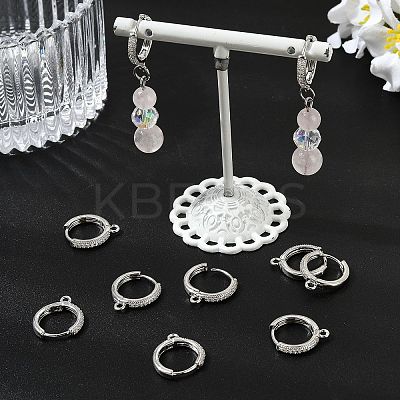 SHEGRACE Brass Micro Pave Clear Cubic Zirconia Hoop Earrings Findings XGR0155P-95P-1