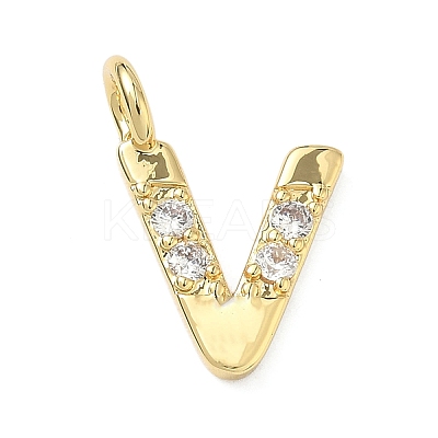 Brass Micro Pave Clear Cubic Zirconia Pendants KK-I476-01G-V-1