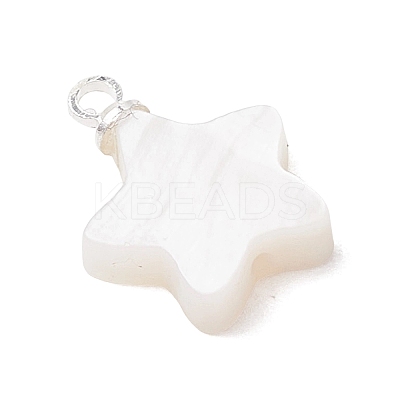 Natural Freshwater Shell Flower Star Heart Charms with Brass Bails PALLOY-JF05098-1