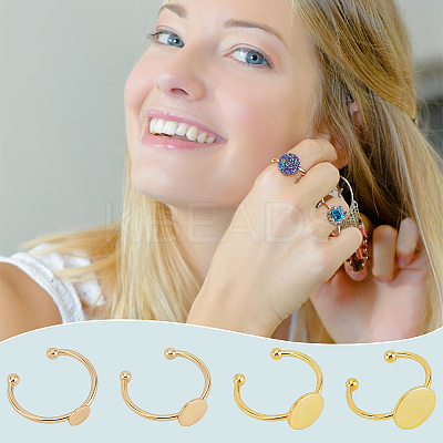 24Pcs 4 Styles Adjustable 304 Stainless Steel Finger Rings Components STAS-PH0006-11-1