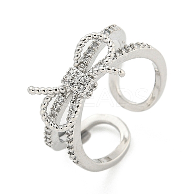 Brass Micro Pave Cubic Zirconia Cuff Rings RJEW-I103-095P-1