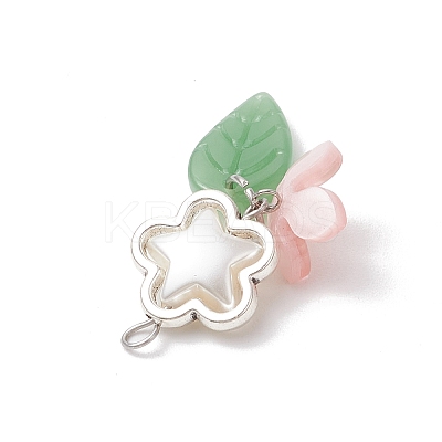 Handmade Lampwork Pendants with 304 Stainless Steel Jump Rings and Cellulose Acetate(Resin) Bead Caps and Tibetan Style Alloy Bead Frames Pendants PALLOY-JF03873-1