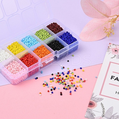 8000Pcs 10 Colors 12/0 Glass Seed Beads SEED-YW0001-33A-1