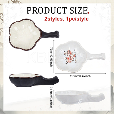 2Pcs 2 Colors Plum Blossom Shape Ceramic Ink Dish AJEW-PH0006-33-1