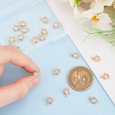 20Pcs Brass Pave Clear Cubic Zirconia Links KK-GO0001-95-1