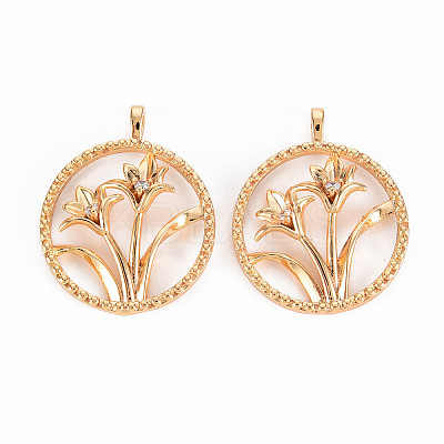 Brass Micro Pave Clear Cubic Zirconia Pendants KK-T062-188G-NF-1
