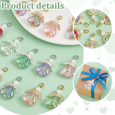 30Pcs 2 Colors Glass Pendants PALLOY-PH01718-1