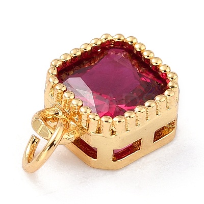 Real 18K Gold Plated Brass Inlaid Cubic Zirconia Charms ZIRC-L100-073G-04-1