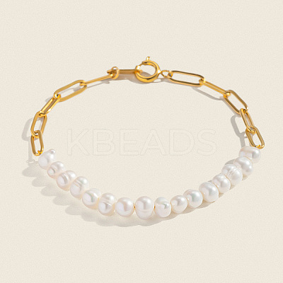 Natural Freshwater Pearl Beaded Link Bracelets FT4908-1