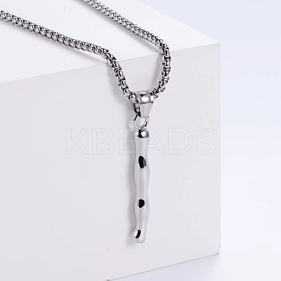 3Pcs 304 Stainless Steel Textured Letter Pendant Box Chain Necklaces LW4134-35-1