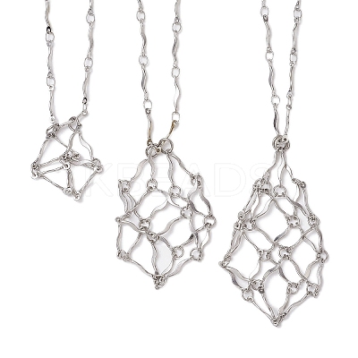3Pcs 3 Sizes 304 Stainless Steel Wavy Bar Link Chain Macrame Pouch Necklace Making NJEW-JN05065-1