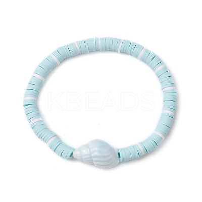 Flat Round Handmade Polymer Clay Heishi Beaded Stretch Bracelets BJEW-JB11711-01-1