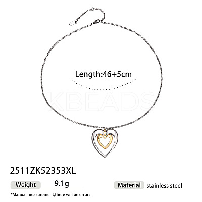 Duo Tone 04 Stainless Steel Pendant Necklaces for Women WGB6C44-01-1