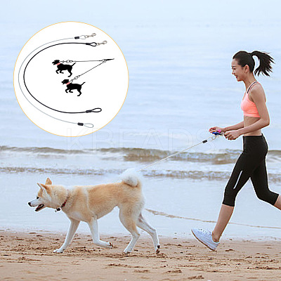 2Pcs 2 Colors Steel Wire Chew-Proof Dog Leash Extension AJEW-GO0001-39-1
