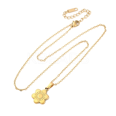 304 Stainless Steel Flower Pendant Necklaces NJEW-H059-30D-G-1