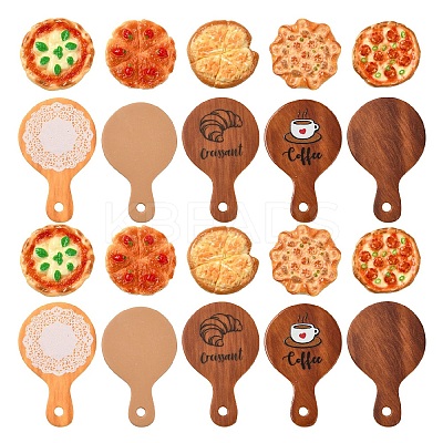 50Pcs 10 Style Resin Imitation Pizza FIND-CJ0004-34-1