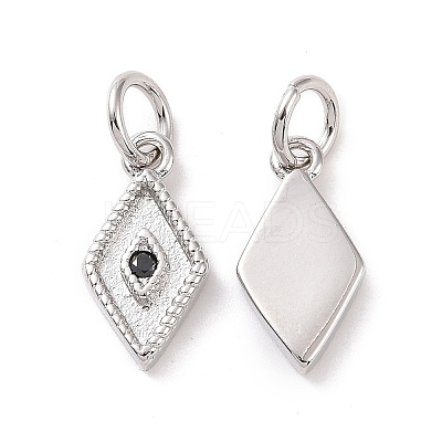 Rack Plating Brass Micro Pave Black Cubic Zirconia Charms ZIRC-C042-13P-1