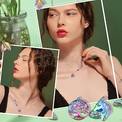 28Pcs 14 Style Rainbow Color Alloy Pendants FIND-FH0003-55-1