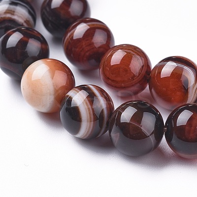 Natural Striped Agate/Banded Agate Beads Strands G-I261-C05-10mm-1