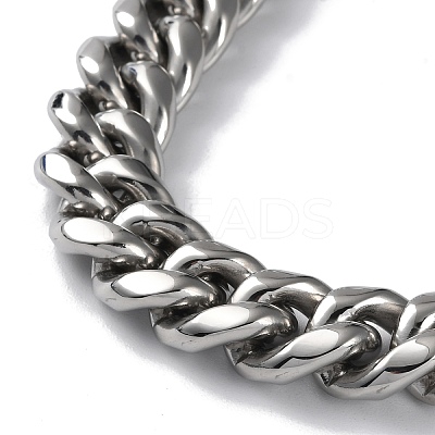 304 Stainless Steel Diamond Cut Cuban Link Chain Necklace with Cubic Zirconia Clasps NJEW-P288-10P-1