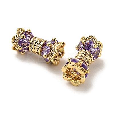 Brass Micro Pave Cubic Zirconia Beads ZIRC-P112-05G-01-1