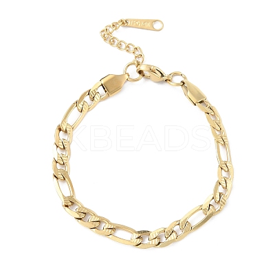 Ion Plating(IP) 304 Stainless Steel Figaro Chain Bracelets for Men Women BJEW-M293-08G-1