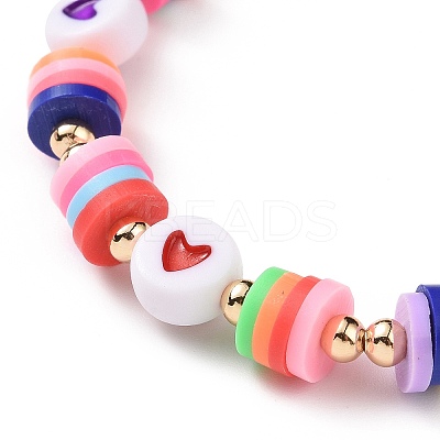 Word I Love Mom Acrylic Beaded Bracelet Sets for Mother's Day BJEW-JB09044-1