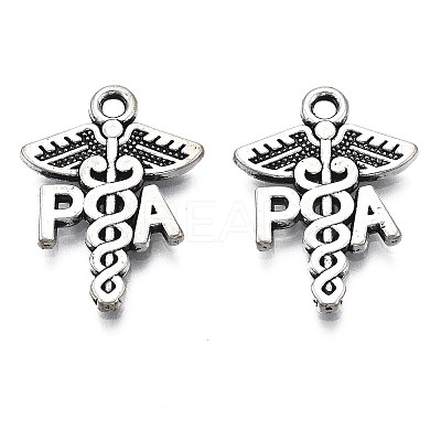 Tibetan Style Alloy PA Caduceus Medical Symbol Pendants TIBEP-N008-135-1