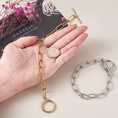 304 Stainless Steel Paperclip Chain Bracelets BJEW-TA0003-04-1