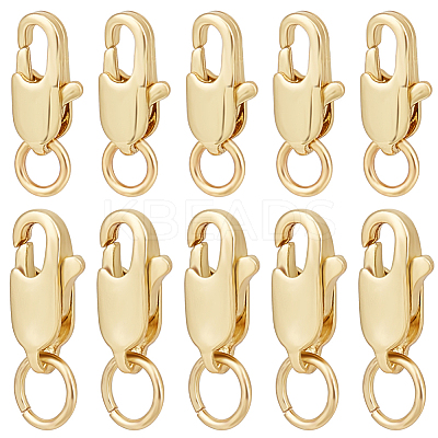 20Pcs 2 Styles Rack Plating Brass Lobster Claw Clasps with Jump Rings KK-BBC0009-95-1