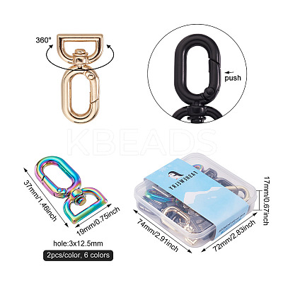12Pcs 6 Colors Zinc Alloy Swivel Clasps FIND-BY0001-06-1