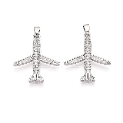 Brass Micro Pave Cubic Zirconia Pendants KK-T070-83P-1