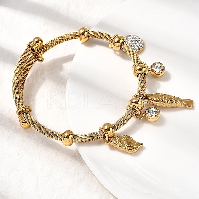 304 Stainless Steel Charm Bangles for Women BJEW-Z141-02G-1