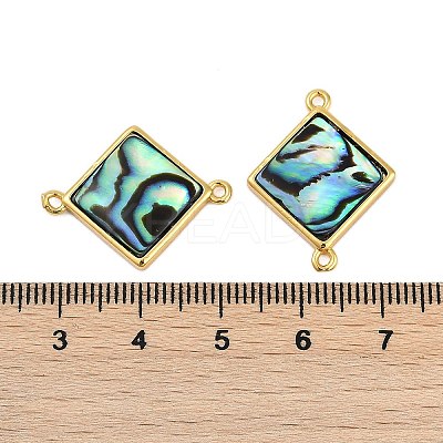 Brass Pave Natural Paua Shell Connector Charms KK-M299-01A-G-1