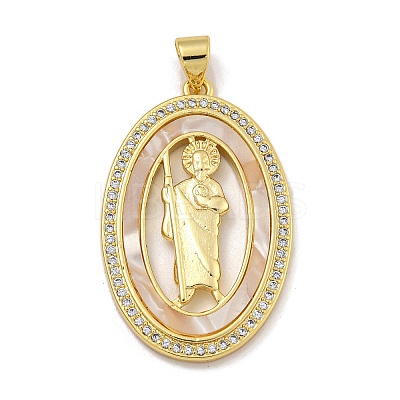 Rack Plating Brass Micro Pave Cubic Zirconia Pendants KK-I718-09G-C-1