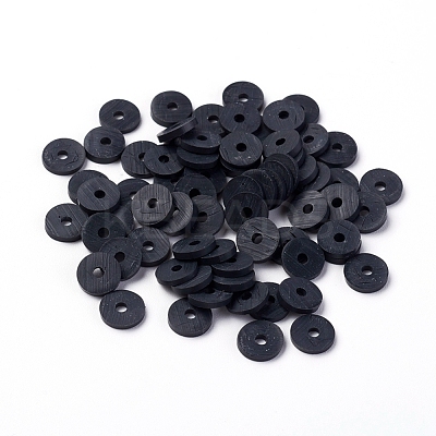 Flat Round Handmade Polymer Clay Beads CLAY-R067-6.0mm-42-1