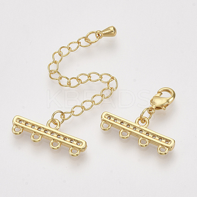 Brass Micro Pave Cubic Zirconia Chain Extender ZIRC-Q022-031G-NR-1