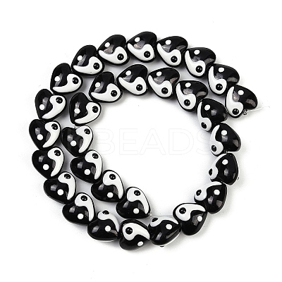 Yin-yang Theme Baking Paint Glass Beads LAMP-B028-01A-1