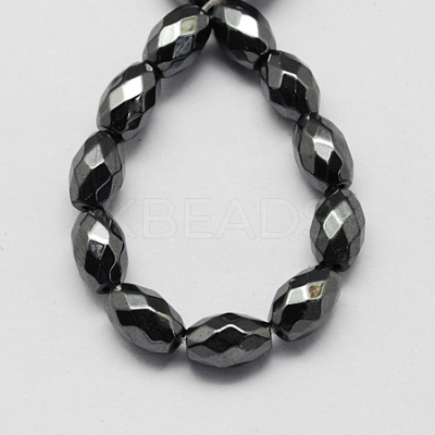 Non-magnetic Synthetic Hematite Beads Strands G-Q907-9x6mm-1