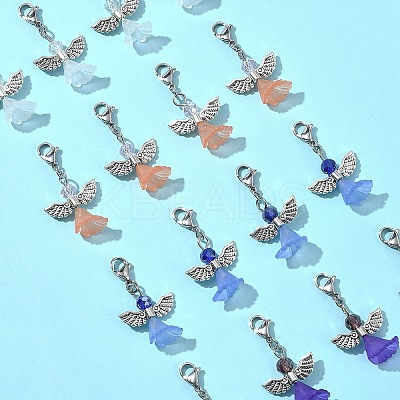 16Pcs 4 Colors Angel Glass Acrylic Pendants HJEW-FS00015-1