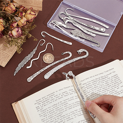 14Pcs 14 Styles Tibetan Style Alloy Bookmarks Findings AJEW-UN0001-69-1