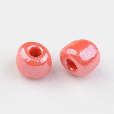 6/0 Opaque Colors Lustered Round Glass Seed Beads X-SEED-A012-4mm-125-1