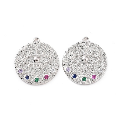 Brass Micro Pave Colorful Cubic Zirconia Pendants KK-E068-VC103-1