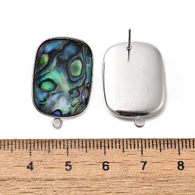 304 Stainless Steel Pave Natural Paua Shell Stud Earring Findings STAS-Z125-08P-1