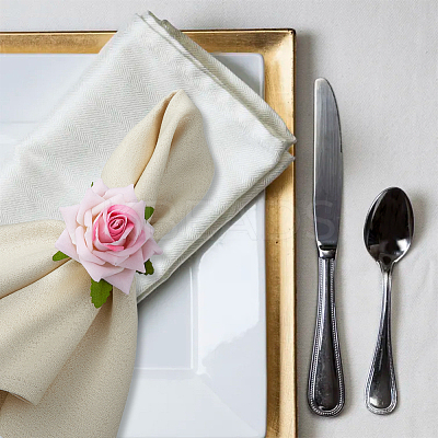 8Pcs 4 Style Artificial Rose Polyseter Napkin Rings DJEW-HY0001-02-1