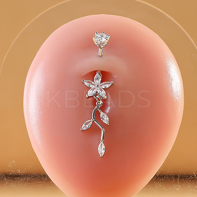 316L Surgical Stainless Steel Micro Pave Clear Cubic Zirconia Belly Rings FS-WG9E32A-06-1