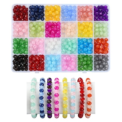600Pcs 24 Colors Baking Paint Imitation Jade Glass Bead Strands DGLA-YW0001-29-1